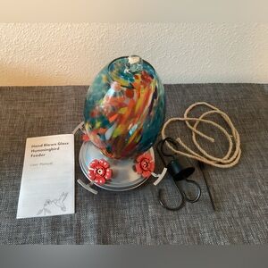 Muse Garden Glass Humming Bird Feeder for Outdoors - NIB ( Blue Fire)